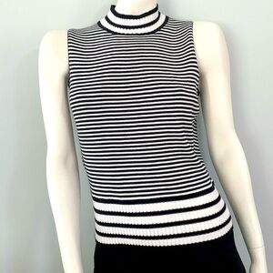 ❤️NEW DANA BUCHMAN Black & White Knit Crewneck Sleeveless Blouse / Medium